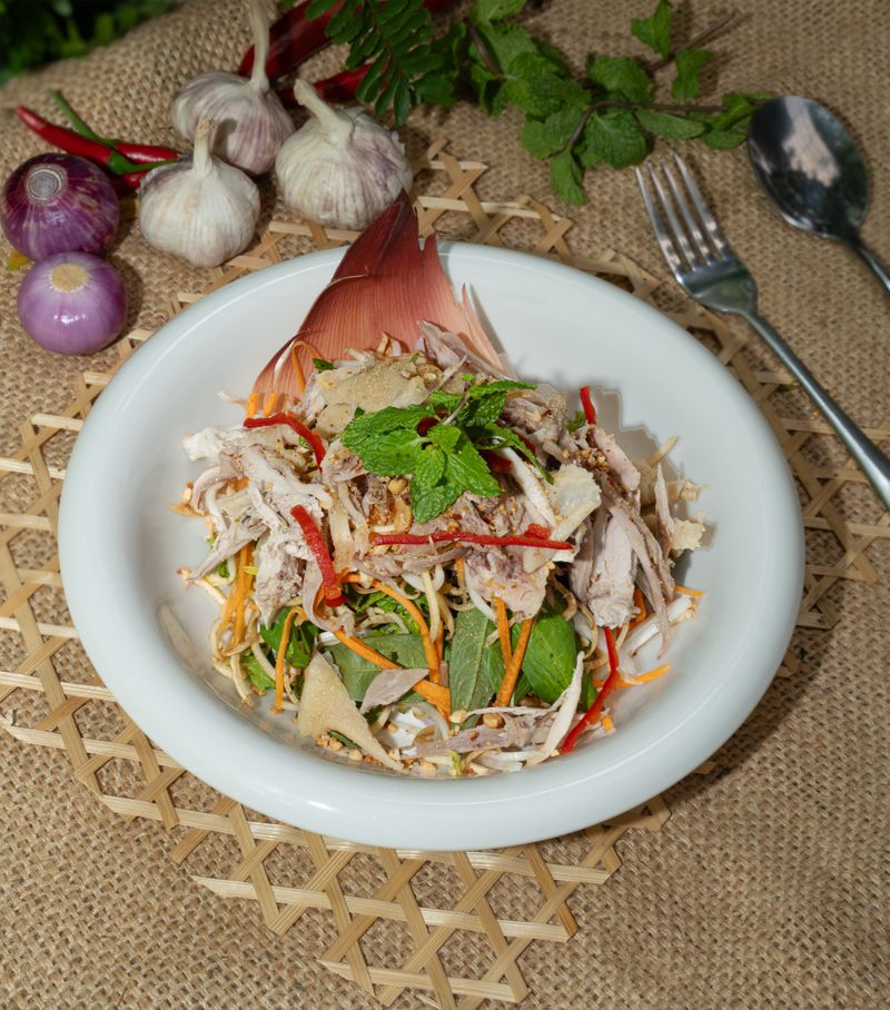 Banana flower salad with Khmer Chicken