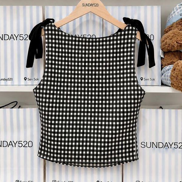 Gingham Ribbon Top