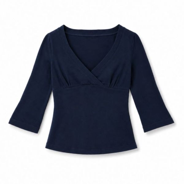 Navy Blue V-Neck Top