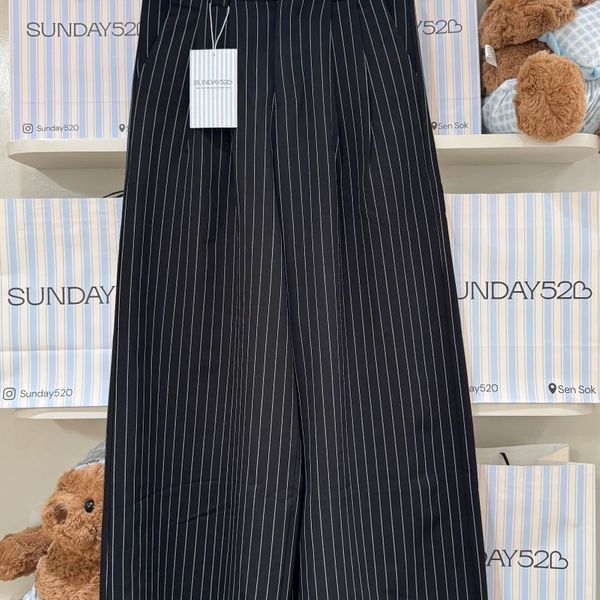 Sunday Pinstripe Pants Black