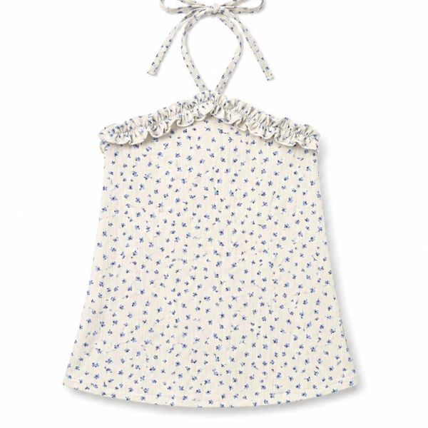 Blue Bloom Halter Top