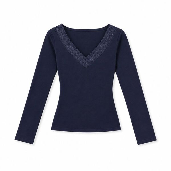 Sunday V-Lace Navy Top