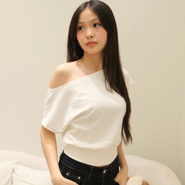 Draped Off shoulder White