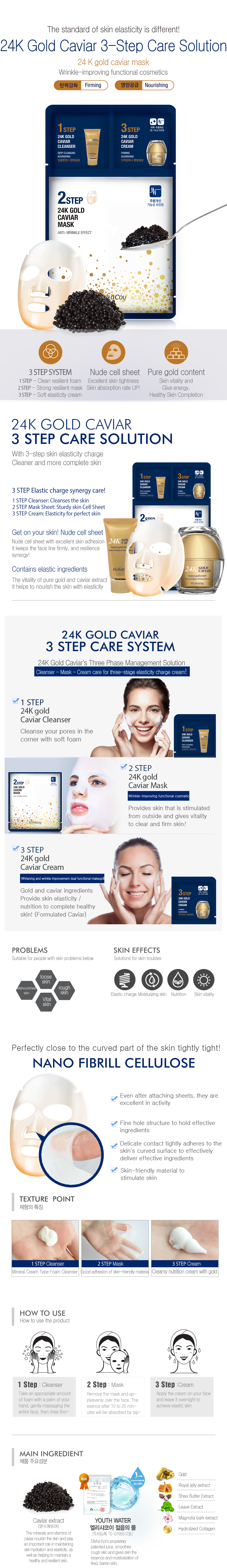 24K Gold Caviar 3 Step Mask (Box of 10pcs)
