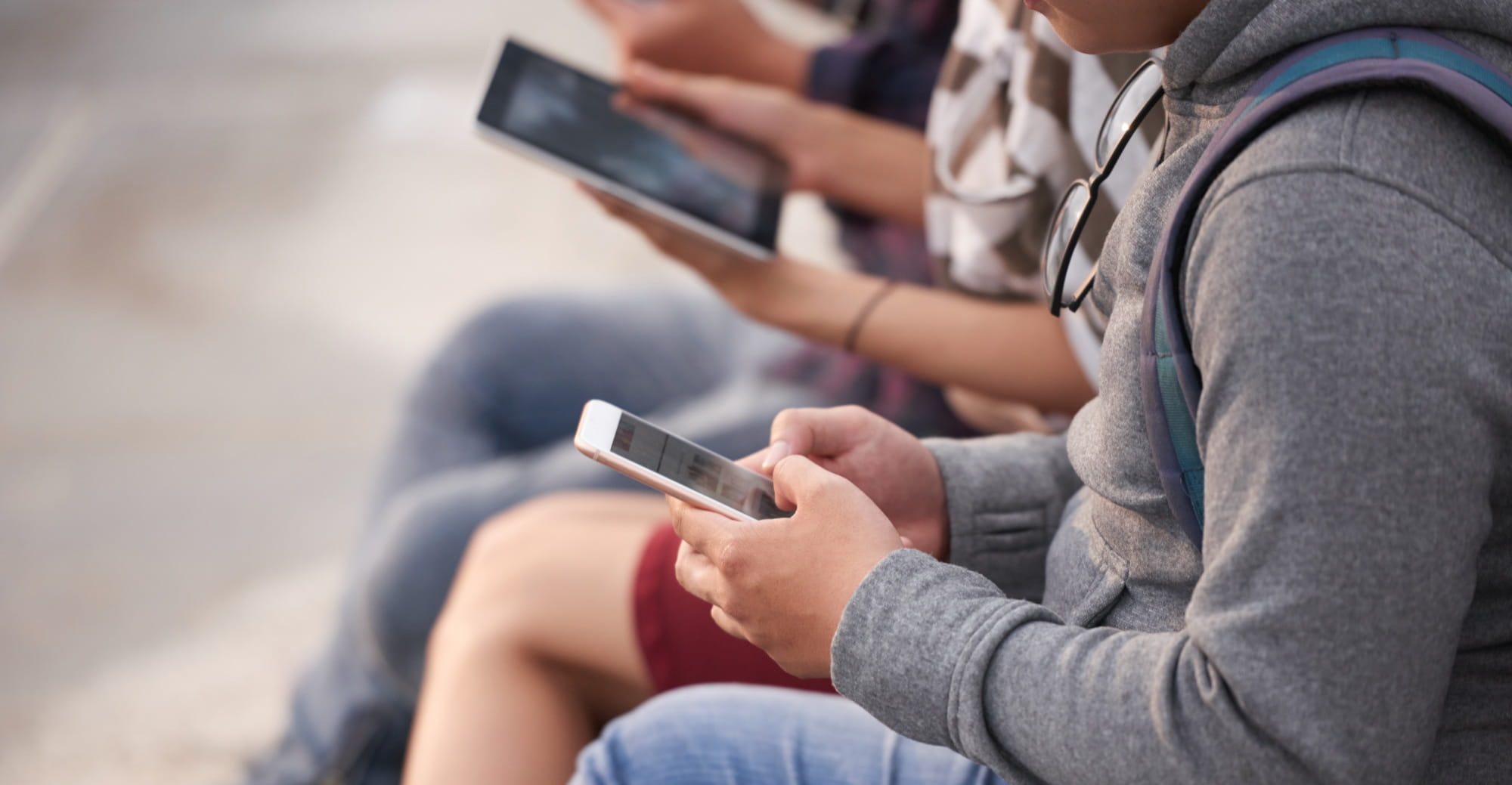University students using mobiles