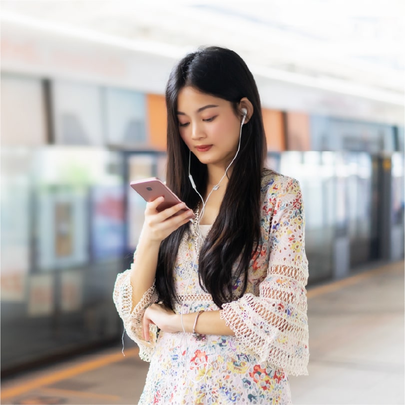 University student using mobile device