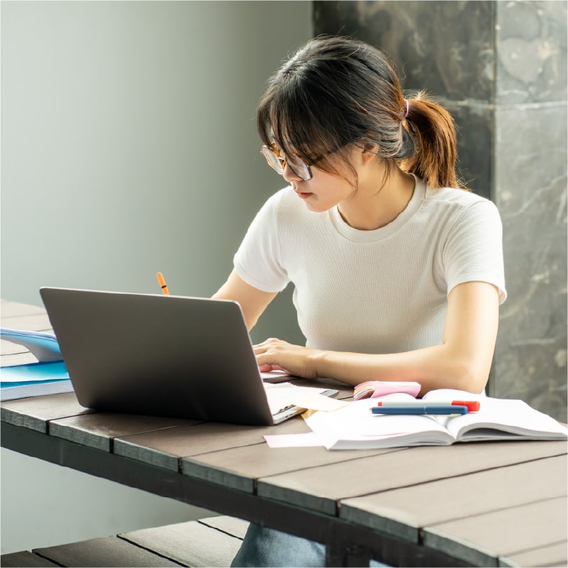 University student using laptops