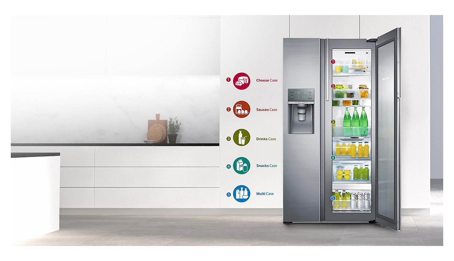 Samsung RH57J90407FSS 570L NonPlumbed Side by Side Refrigerator