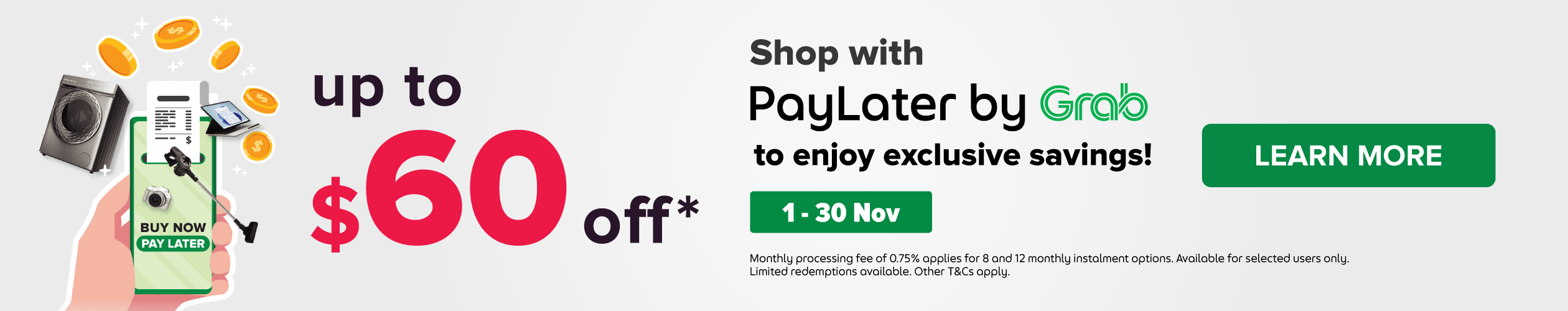 Harvey Norman SG Grab PayLater Promotions