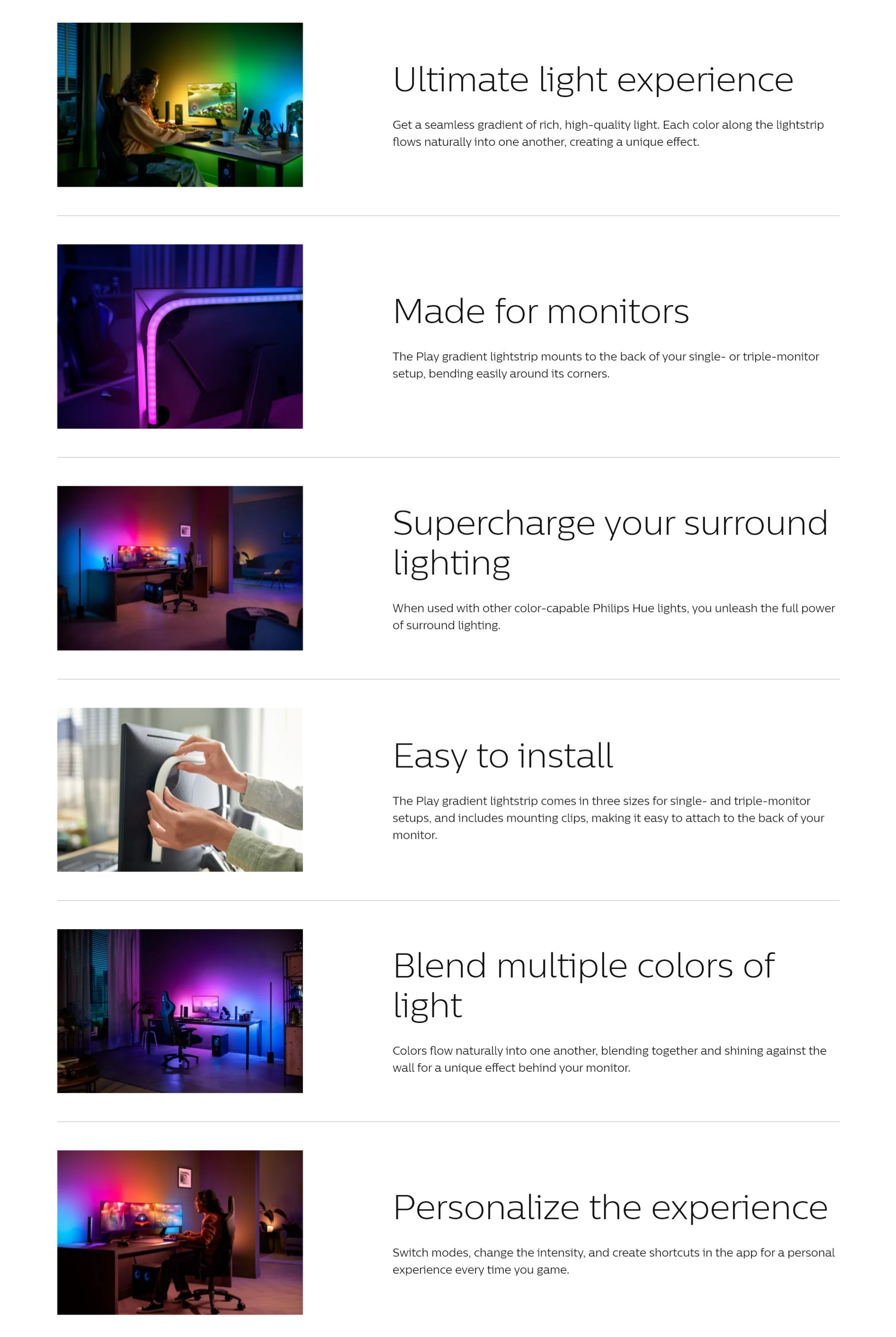 Philips Hue Play Gradient Lightstrip for PC (32 to 34inch Monitors