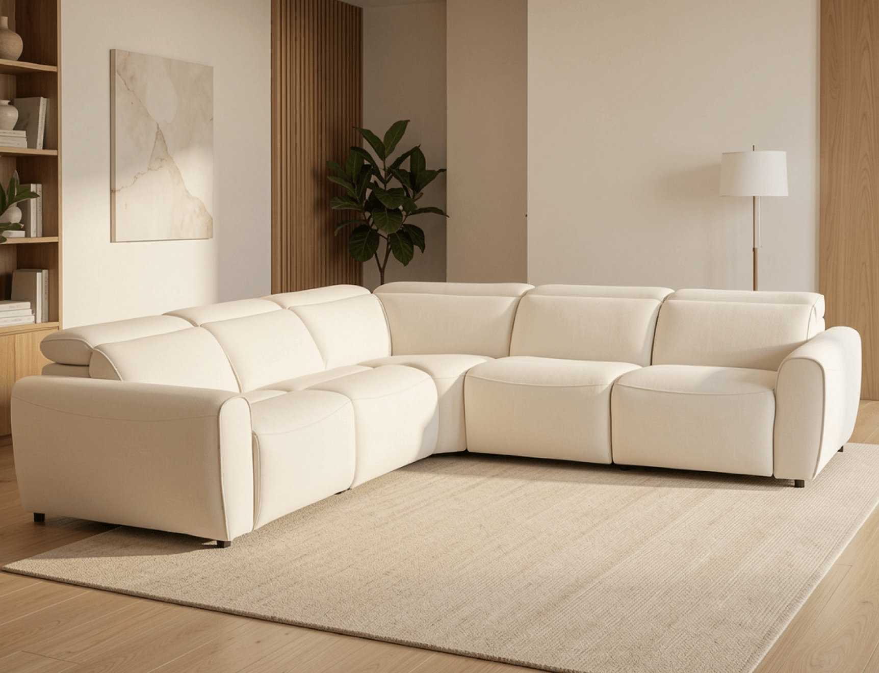 Cream modular sofa in a warm living room