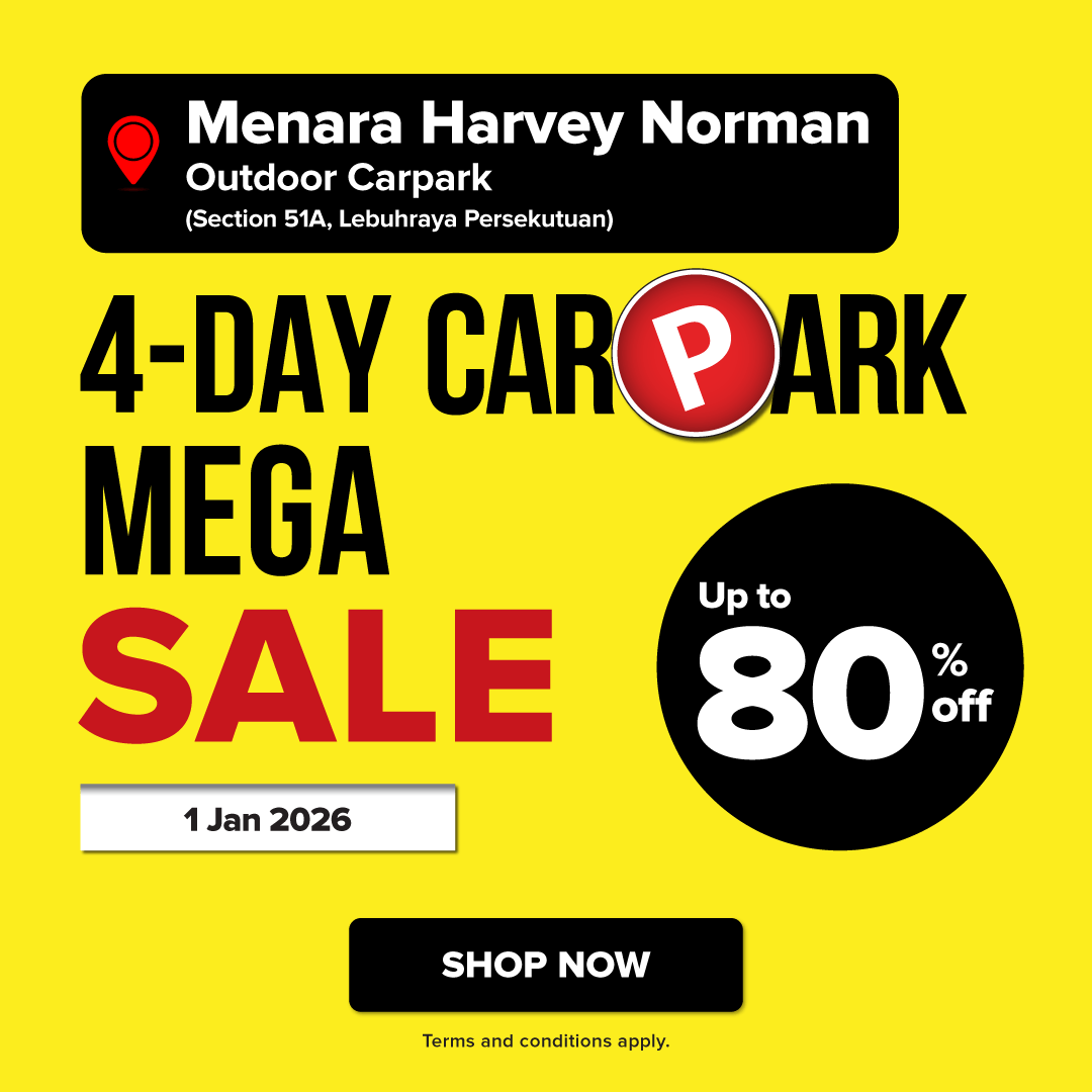 Blackout Menara Harvey Norman 4-Day Carpark Mega Sale (1 Jan - 4 Jan 2026)