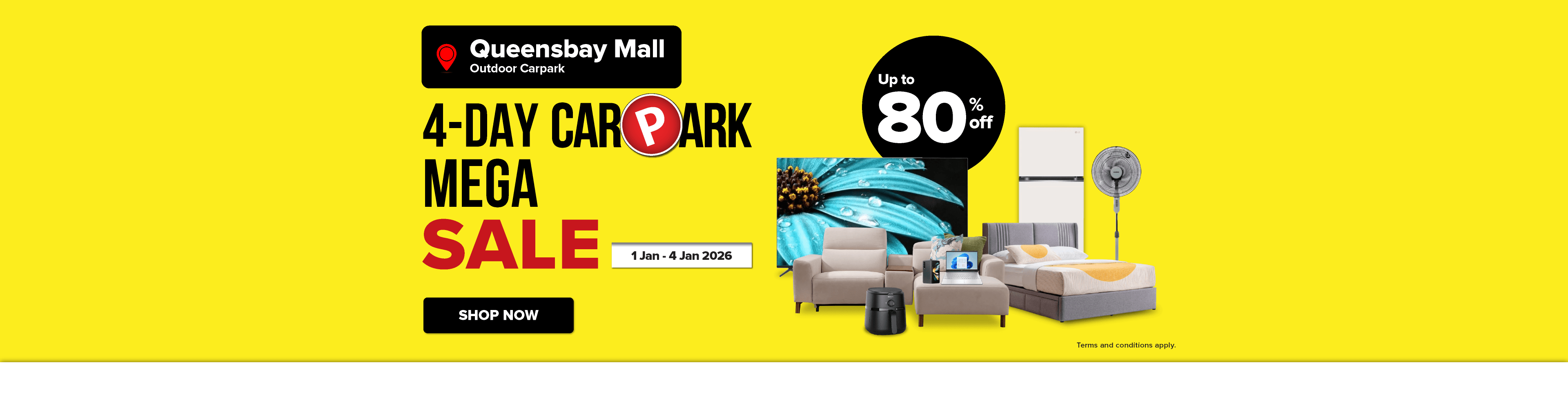 Queensbay Mall 4-Day Carpark Mega Sale (1 Jan - 4 Jan 2026)