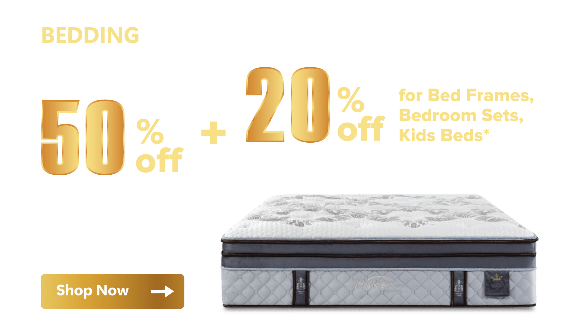 Bedding Mattresses guaranteed 50% off + 20% off for bed frames, bedrrom sets, kids beds