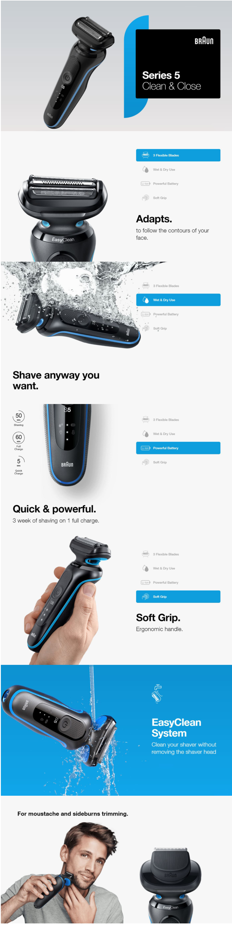 Braun Series 5 50M1000s Wet & Dry Electric Shaver (FGB10/97) Harvey