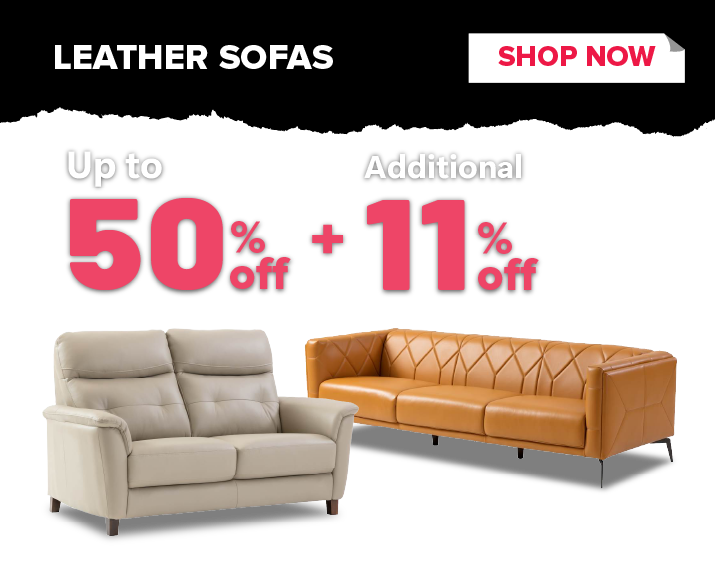 Leather Sofas Up to 50% OFF + Additional 11% OFF