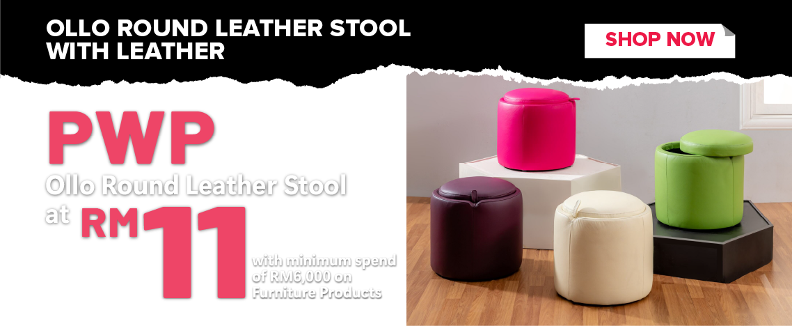 PWP Ollo Round Leather Stool with Storage at RM11*