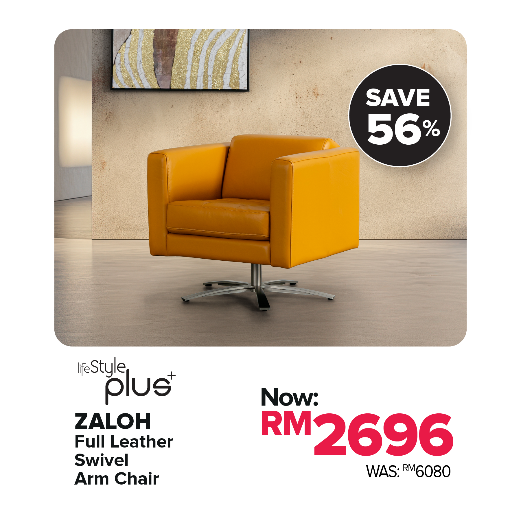 Zaloh Full Leather Swivel Arm Chair