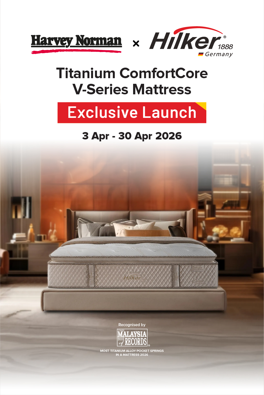 Harvey Norman Harvey Norman x Hilker Titanium ComfortCore V-Series Mattress Launch