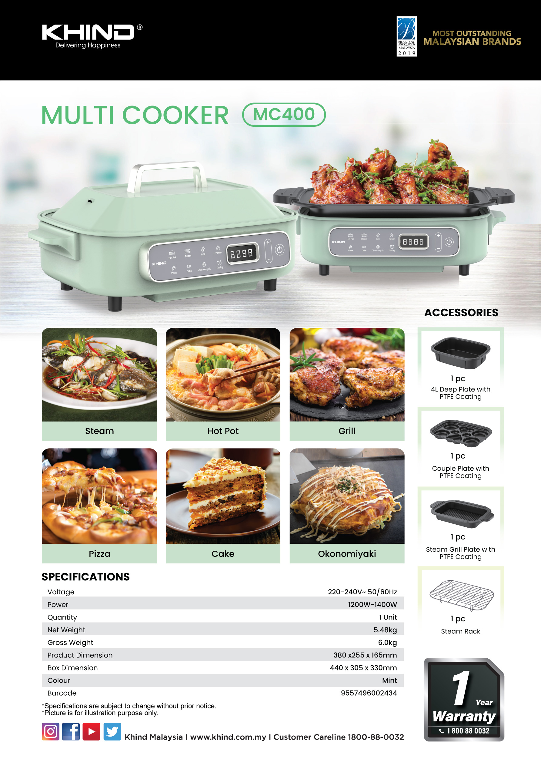 Khind MC400 4.0L Multi Cooker Harvey Norman Malaysia