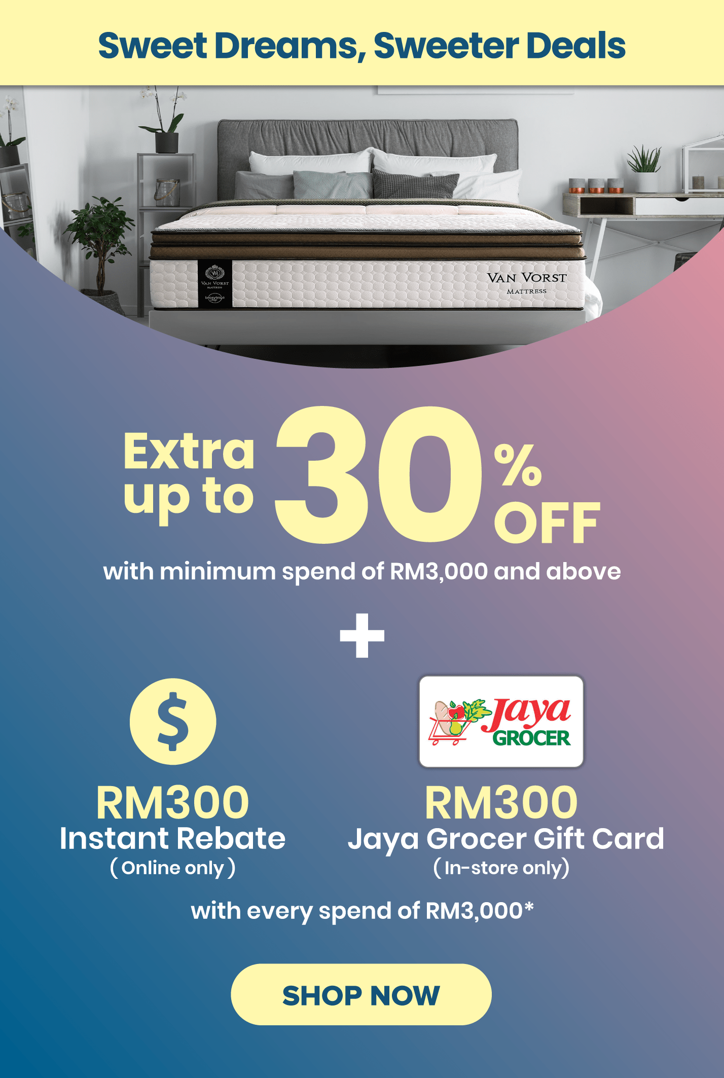 Get up to EXTRA Up to 30% off + RM300 Instant Rebate Mega Ramadan Sale