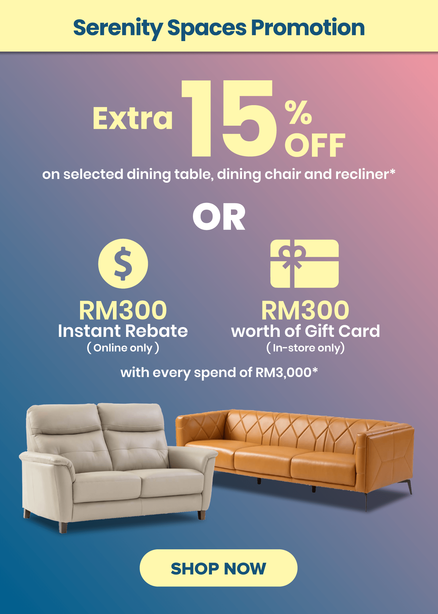 Extra 15% OFF OR Get RM300 Instant Rebate Mega Ramadan Sale