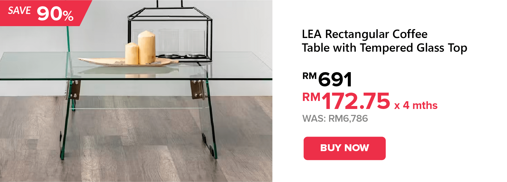 Lea Tempered Glass Coffee Table 
