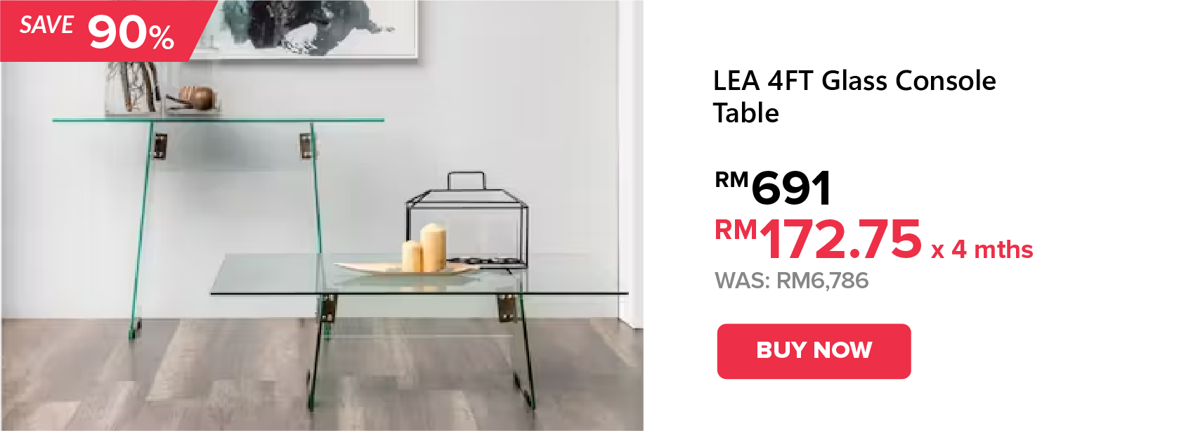 Lea Tempered Glass Console Table