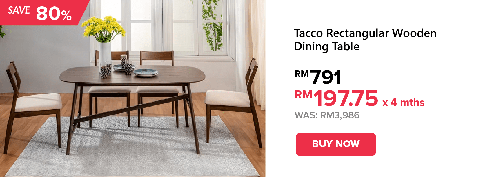 Tacco Rectangular Wooden Dining Table