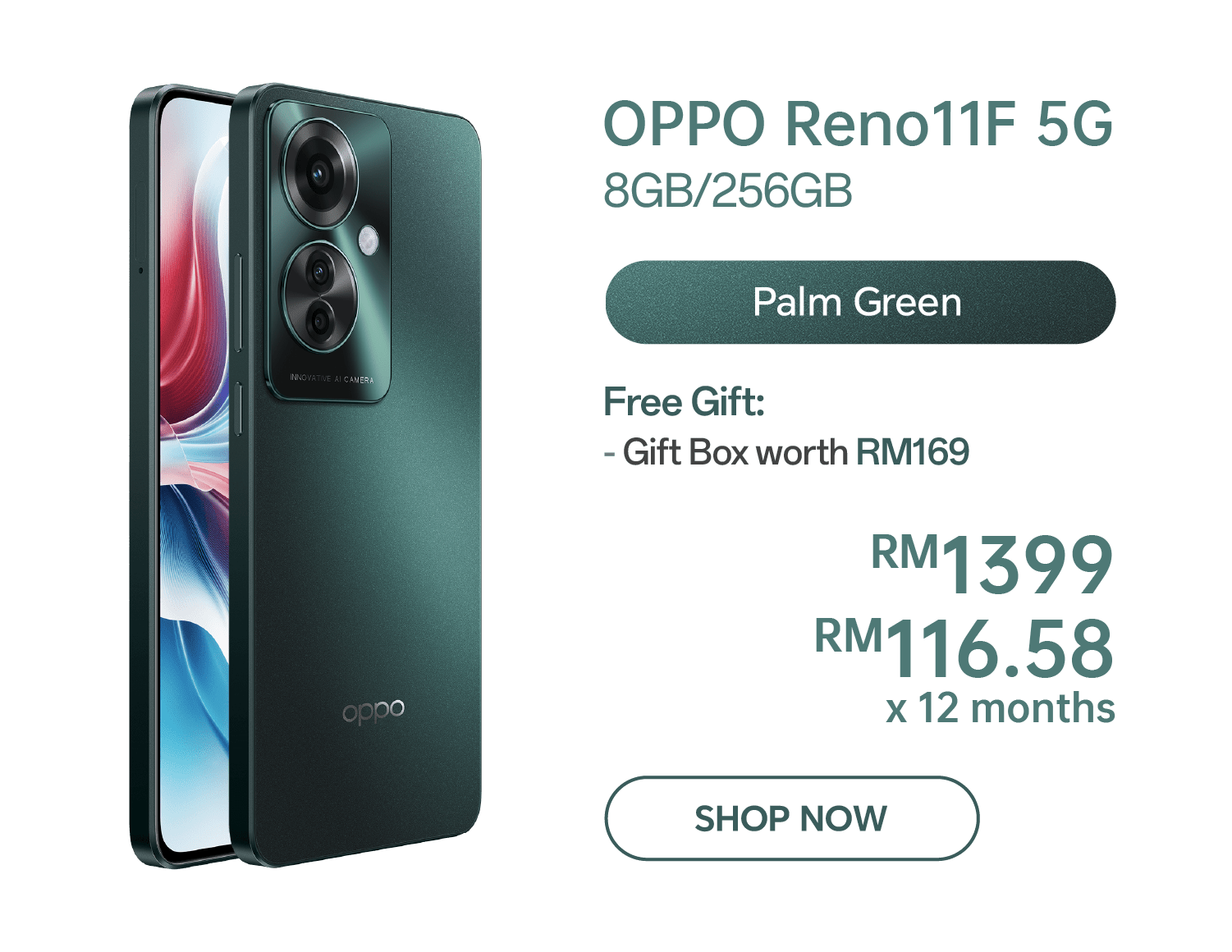 Oppo Reno11F 5G 8GB 256GB Palm Green