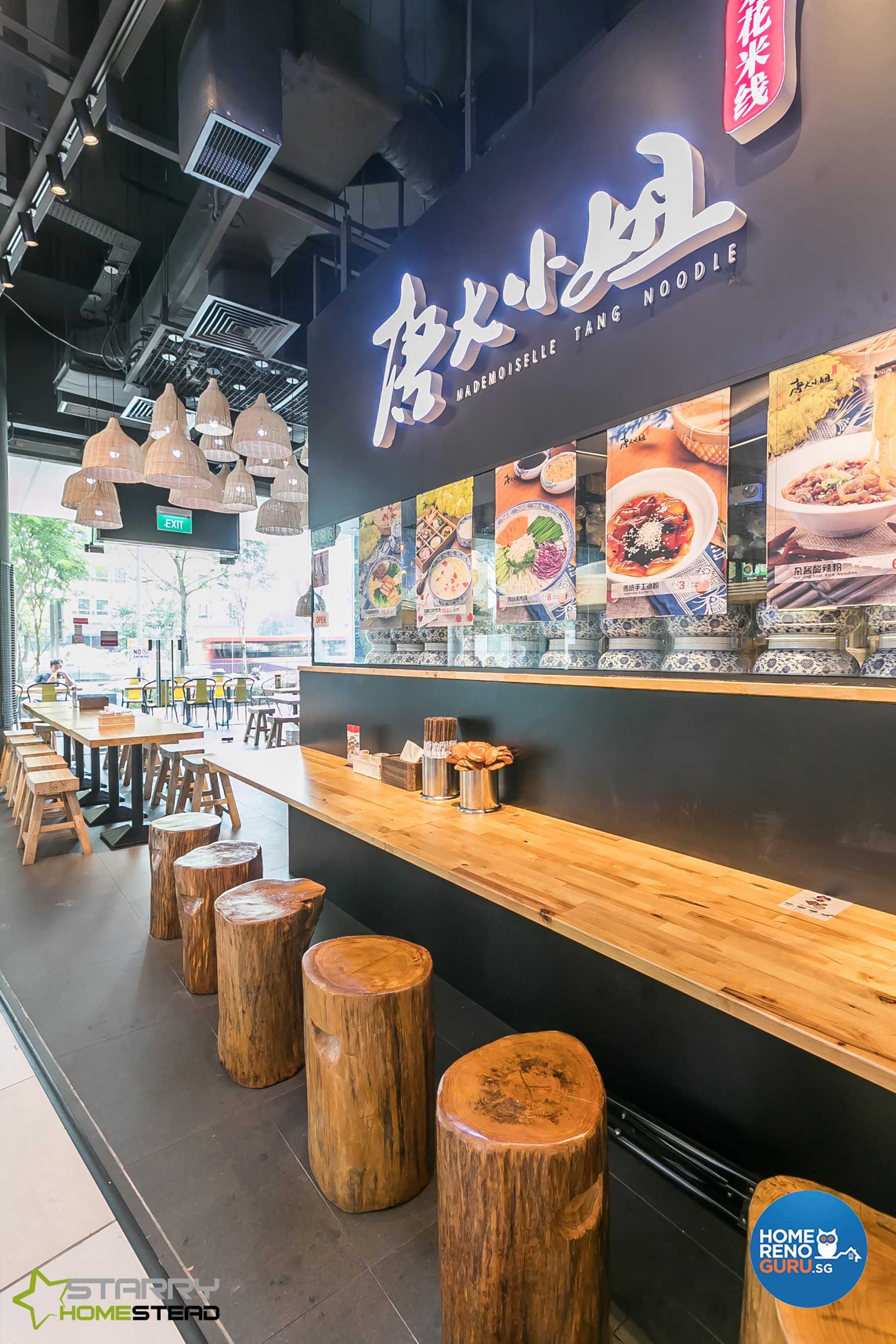Asian Restaurant with Bar Counter and Dining Table
