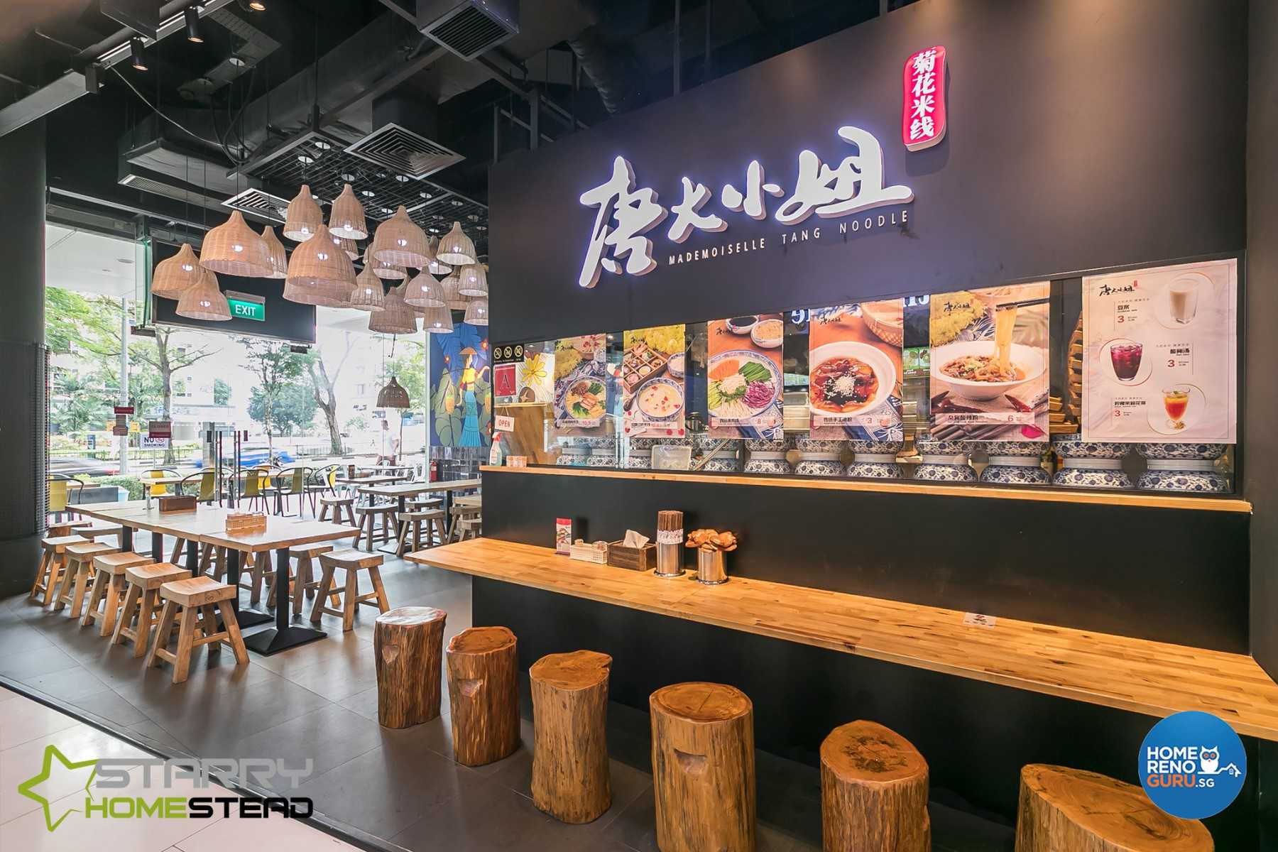 Asian Restaurant with Dining Table and Dining Chairs