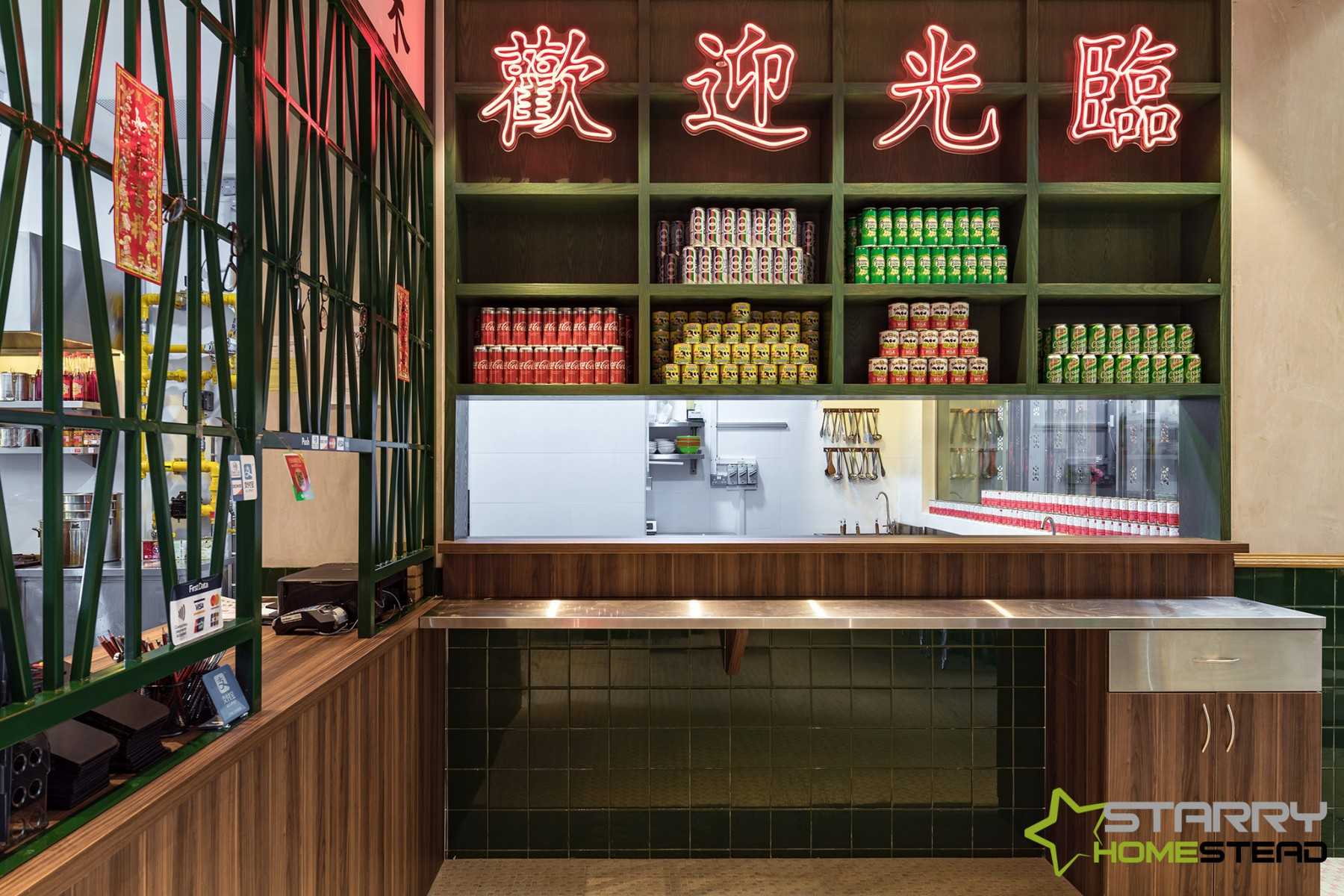 Asian Restaurant with Bar Counter and Tableware