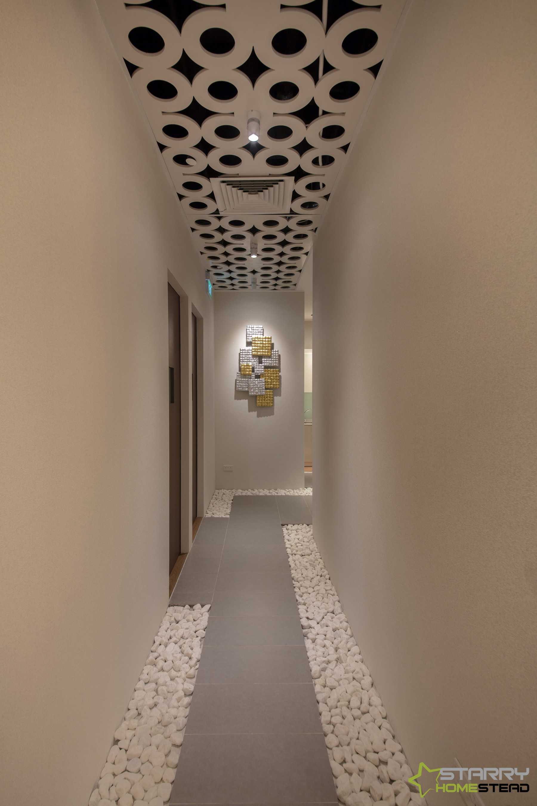 Asian Hallway with Artwork and Doors