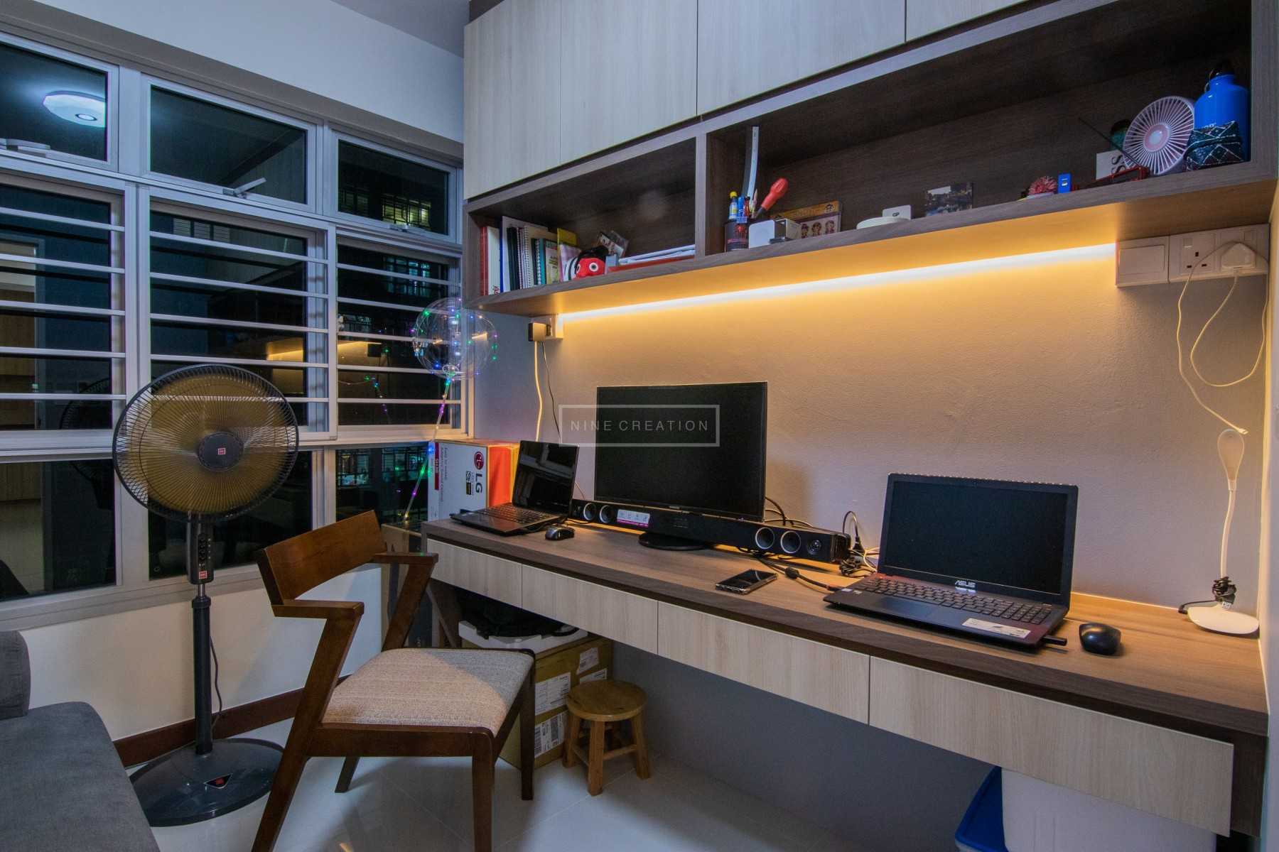 Scandinavian Bedroom with Bookshelf and Cove Lighting
