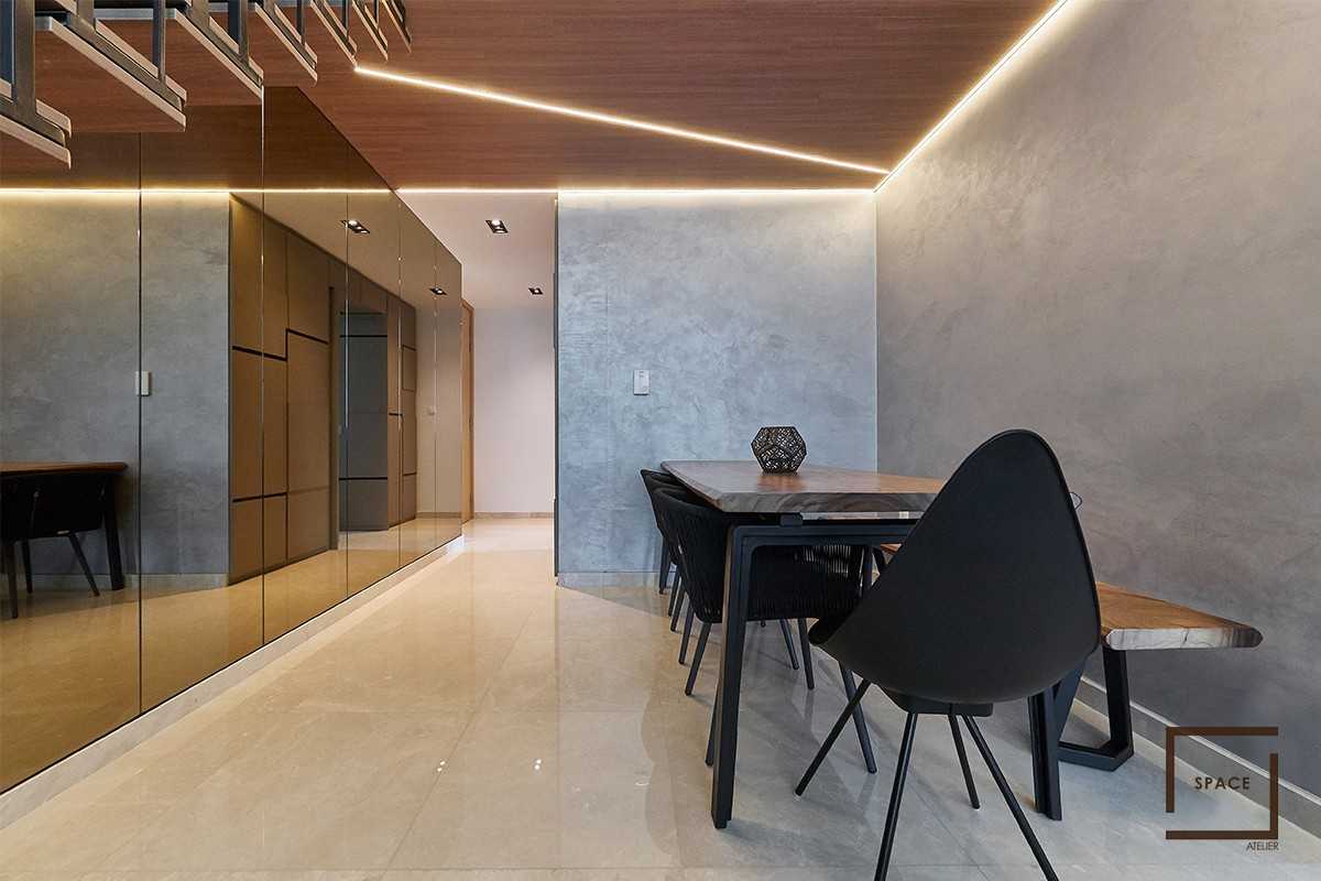 Industrial Living Room with TV Console and Ceiling Light
