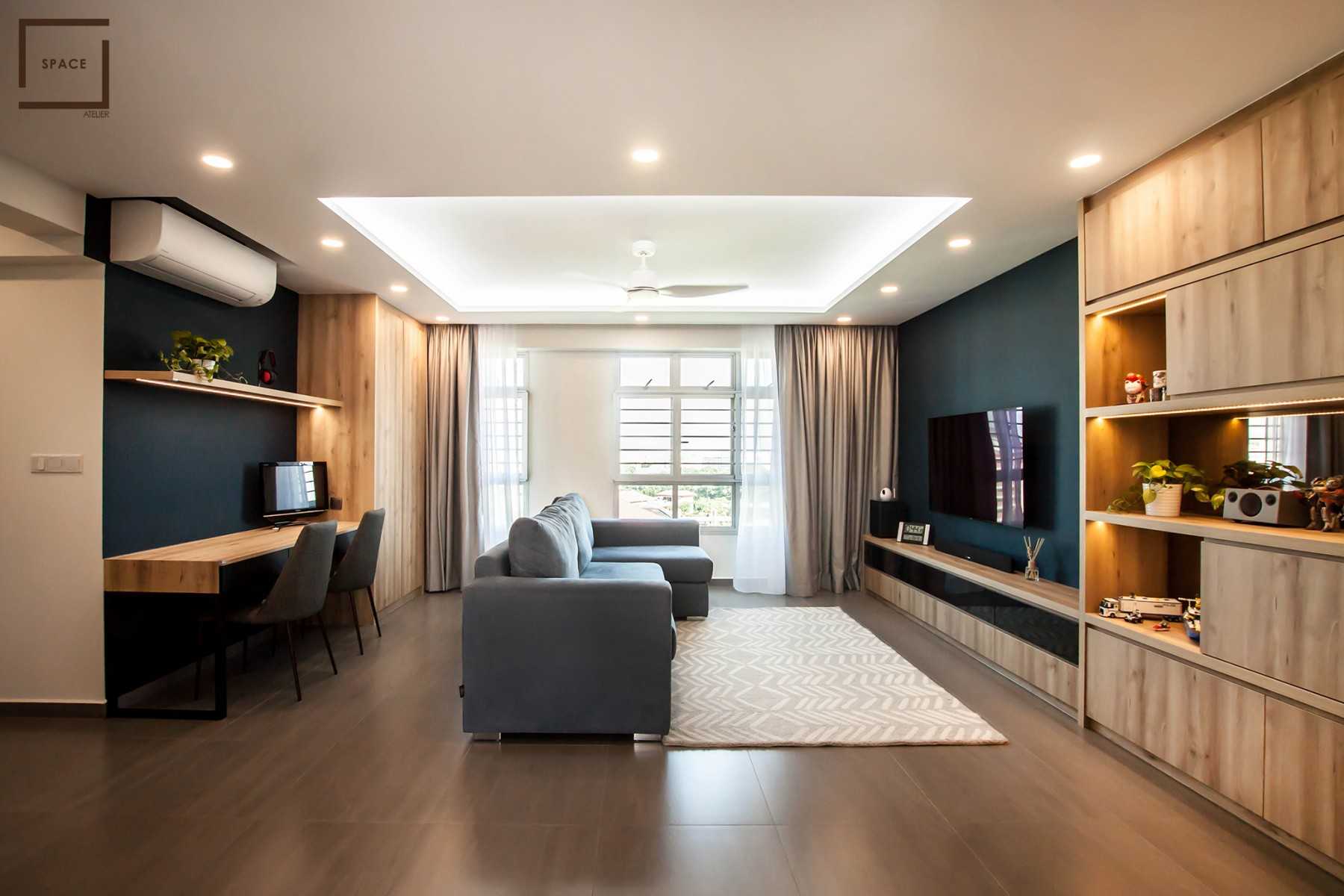 Contemporary Living Room with Homogeneous Tiles and Sofa