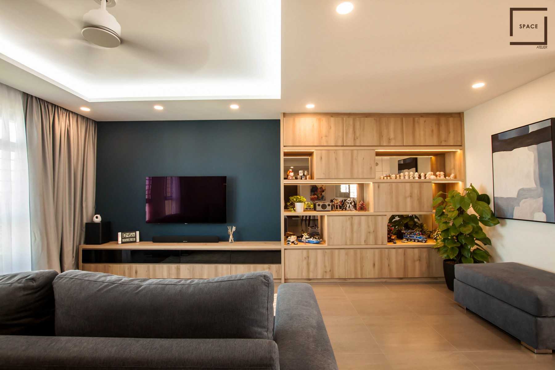 Contemporary Living Room with Ceiling Light and Sofa
