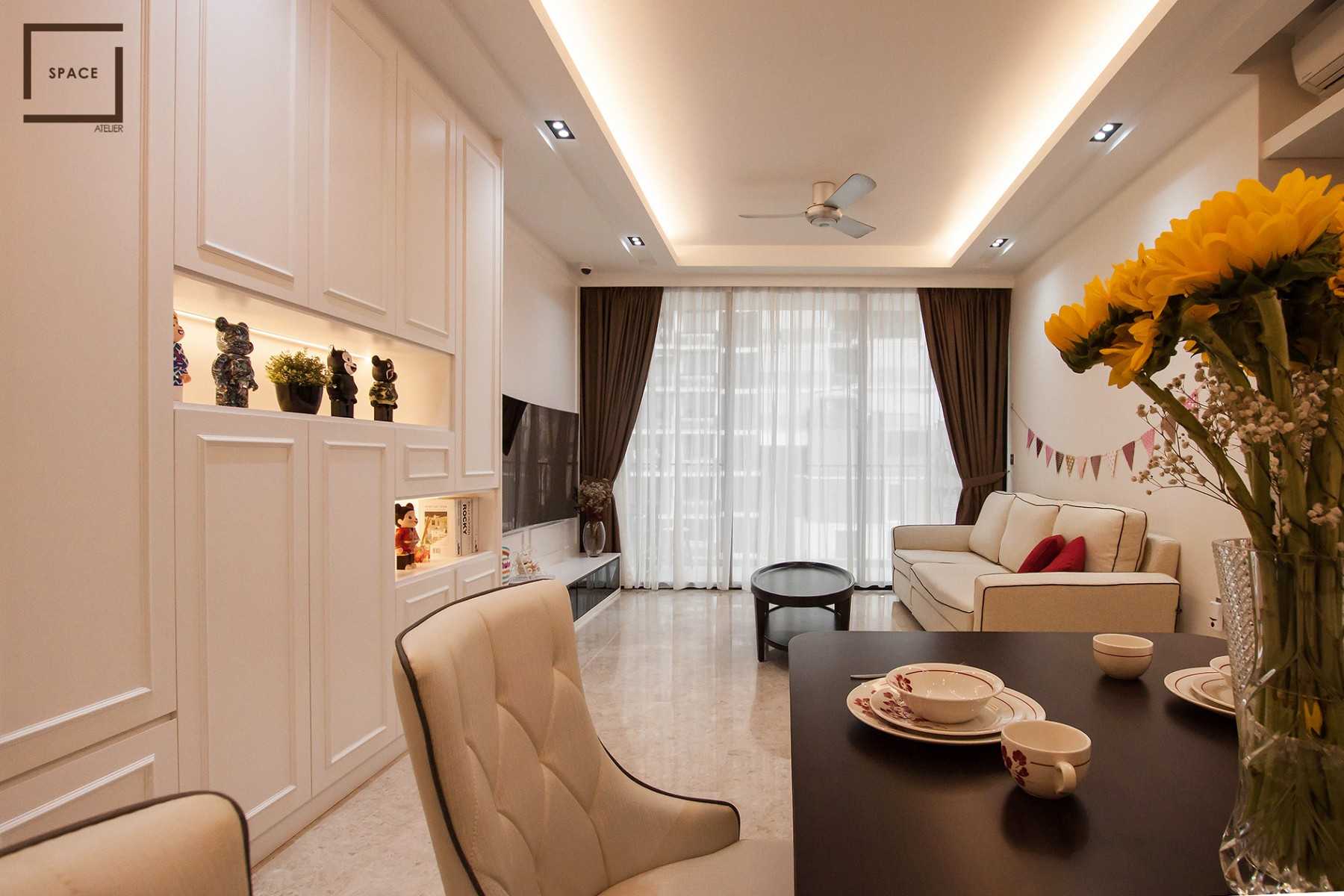 Modern Living Room with TV Console and Drop Ceiling