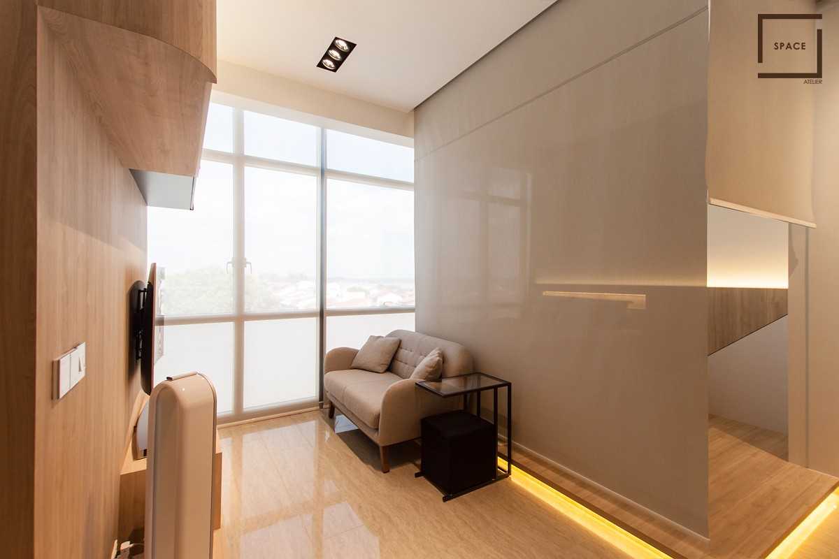 Modern Living Room with TV Console and Ceiling Light