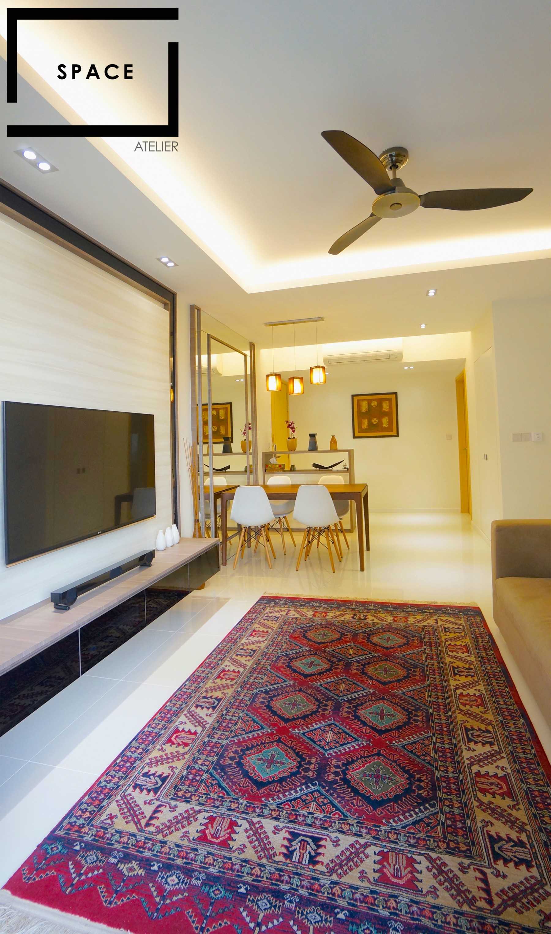 Contemporary Living Room with TV Console and Carpet