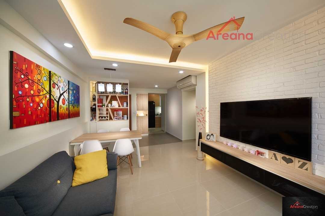 Contemporary Living Room with TV Console and Feature Wall