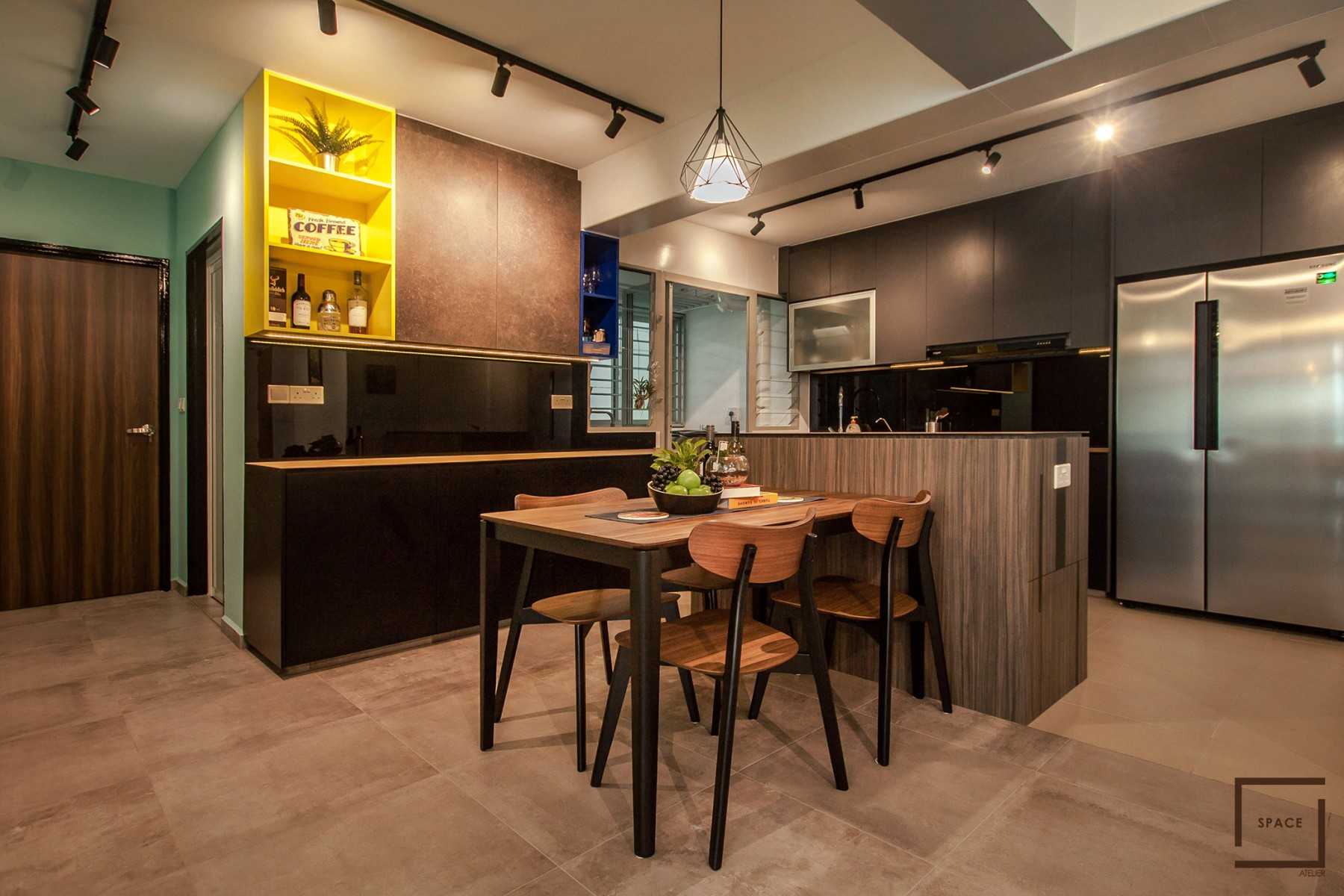 Industrial Kitchen with Kitchen Window and Open Kitchen