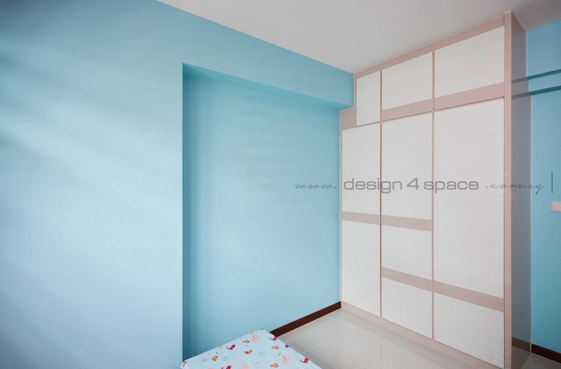 Contemporary Bedroom with Wood Flooring and Drop Light