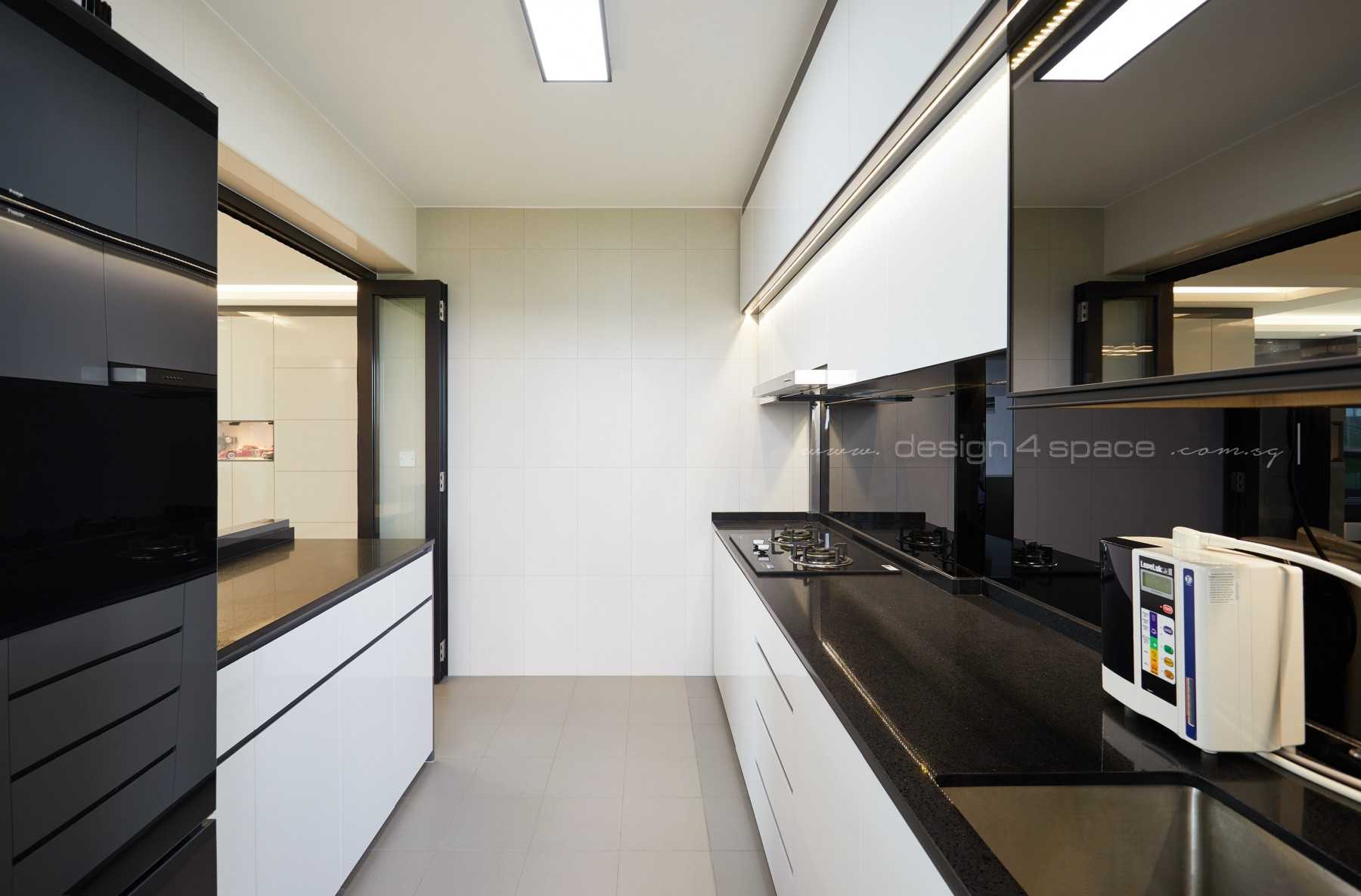 Contemporary Kitchen with Homogeneous Tiles and Kitchen Island