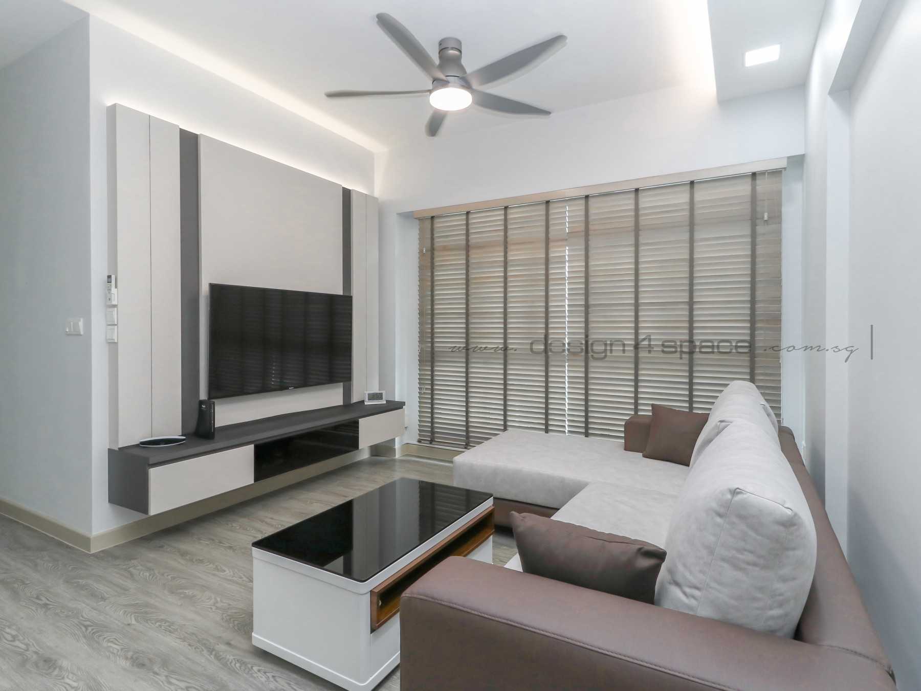 Contemporary Living Room with Wood Flooring and TV Console