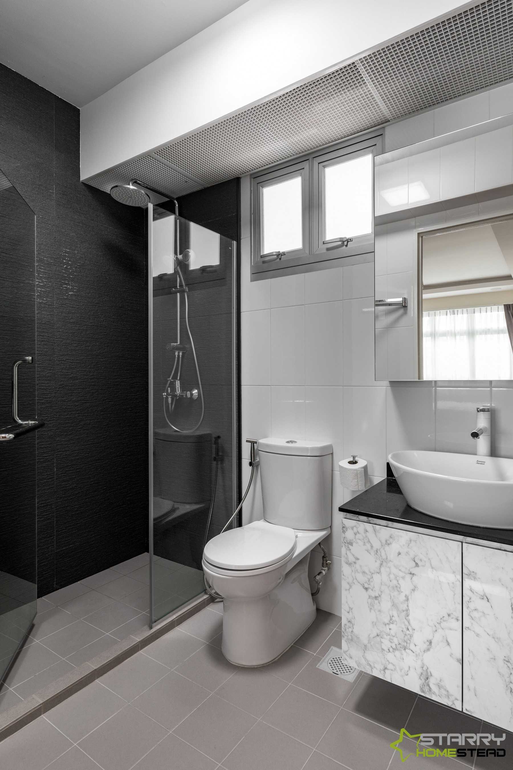 Scandinavian Bathroom with Shower Screen and Rainshower