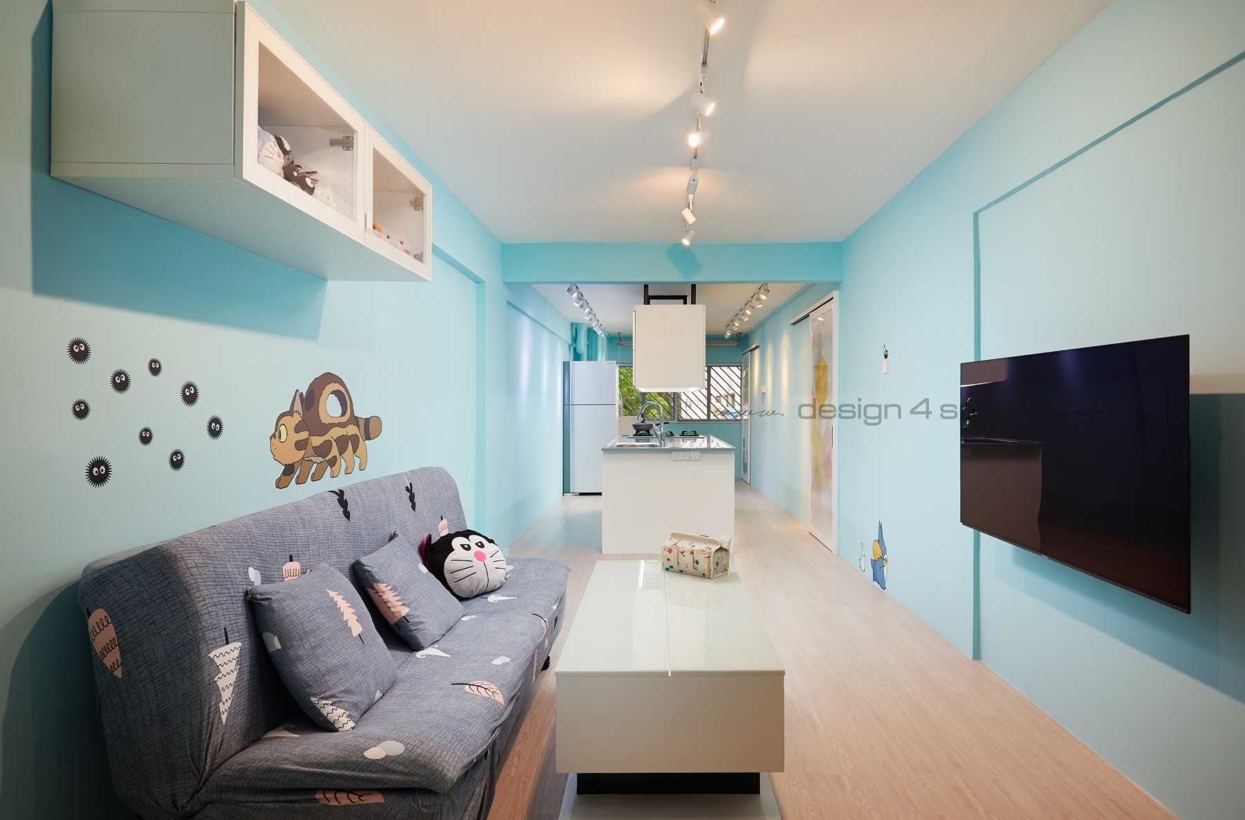 Contemporary Living Room with TV Console and Ceiling Light