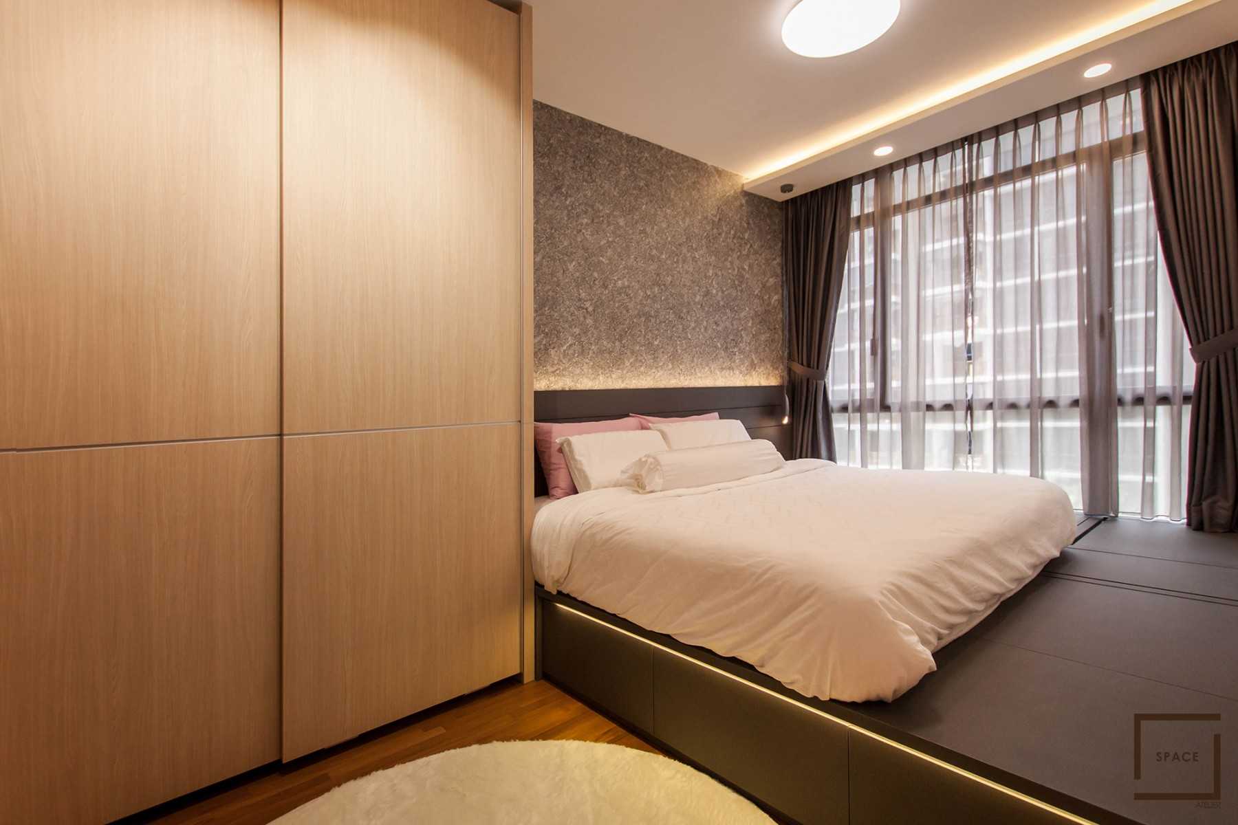 Contemporary Bedroom with Vinyl Flooring and Ceiling Light