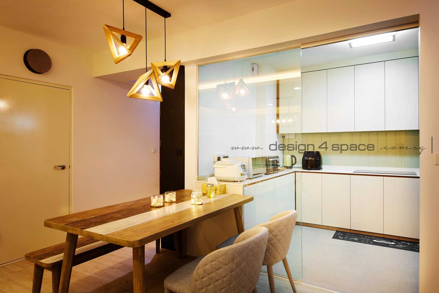 Scandinavian Dining Room with Dining Table and Seating Bench